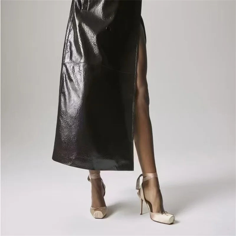 Luxury Design Woman Sandals 2026 Summer High Quality Square Satin High-heeled Female Shoes With Ankle Straps Wedding Flip Flops