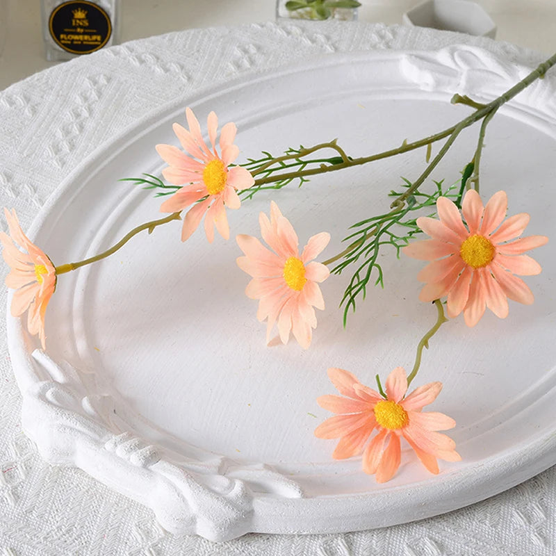 5 Heads Chamomiles Silk Artificial Flower Cosmos Home Photography Decoration Room Wedding Table Party Decorations Diy Bouquet
