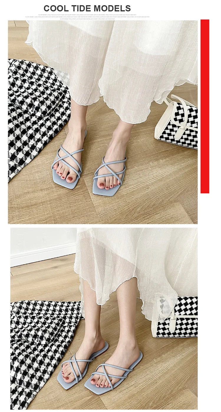 Double Toe Flip-flops Women 2026 Summer New Designer Slipper Shoes Female Casual Flat Fashion Causal Big Size Slippers Ladies