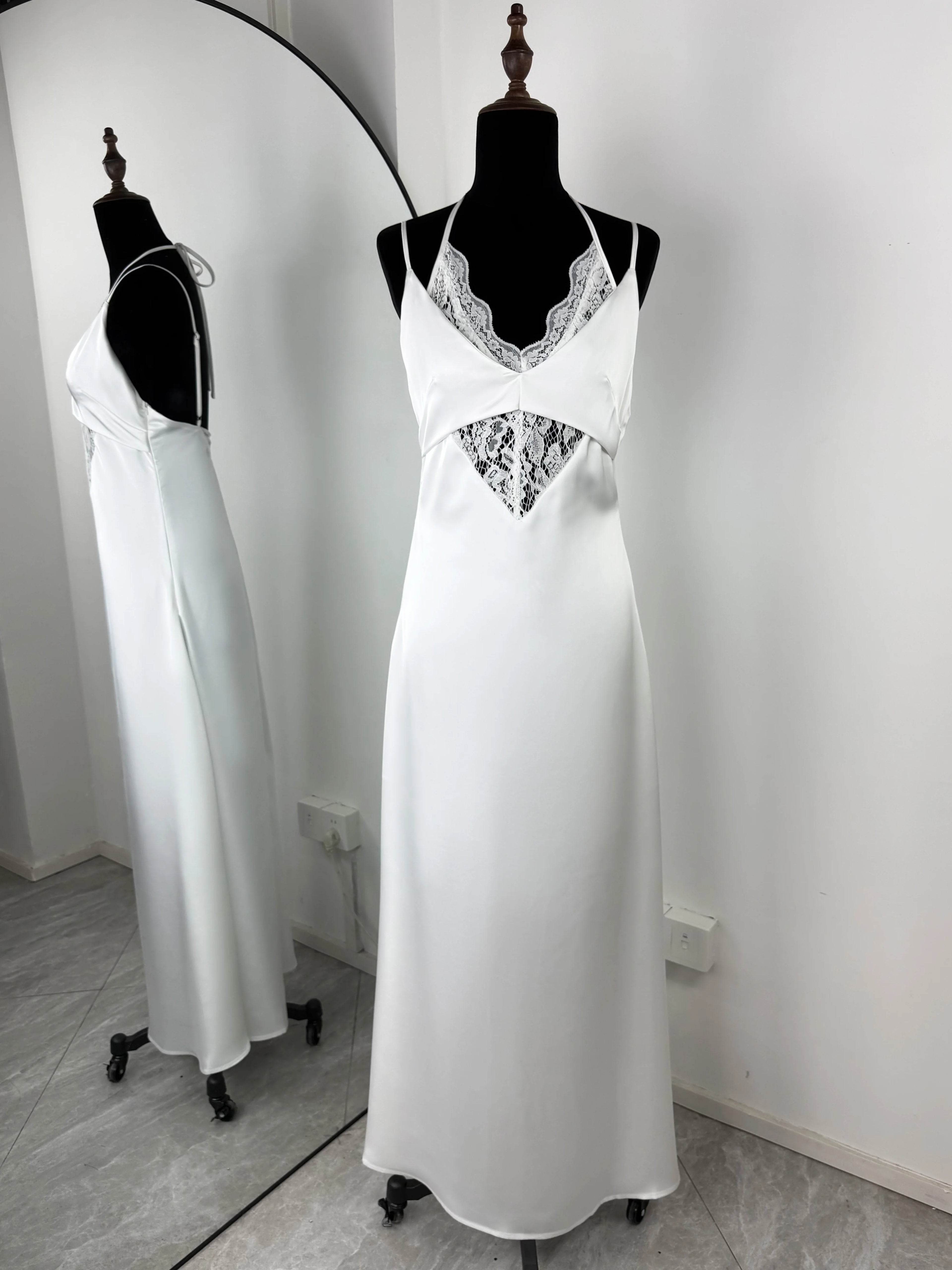 Tornova Lace Sling High Waist Dress Women's Hollow Sexy Backless Maxi Dress Black Evening Party Outfits Fashion Slim Office Lady