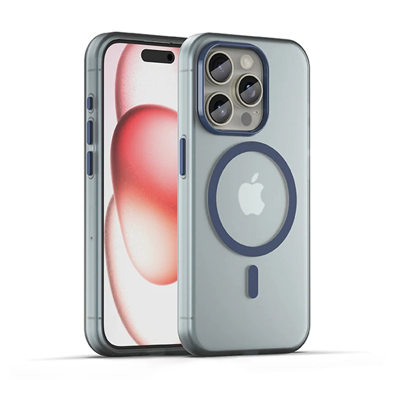Matte touch magnetic phone case with a skin friendly feel For iPhone  15 14 12 13 Pro Max Shockproof Soft TPU Back Cover