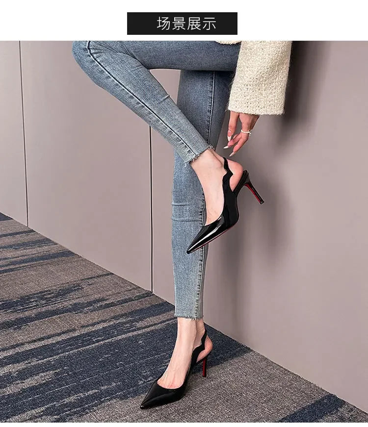 Sexy Brand Pointed Toe Thin High Heels Women Hollow Elegant Office Shoes Patent Leather Classic Designer Sandals Women Pumps