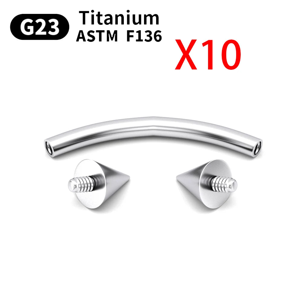 Wholesale 10PCS Eyebrow Piercing Jewelry Labret Lip Stud G23 Titanium Septum Piercing Nose Ring C rod Body Jewelry For Women