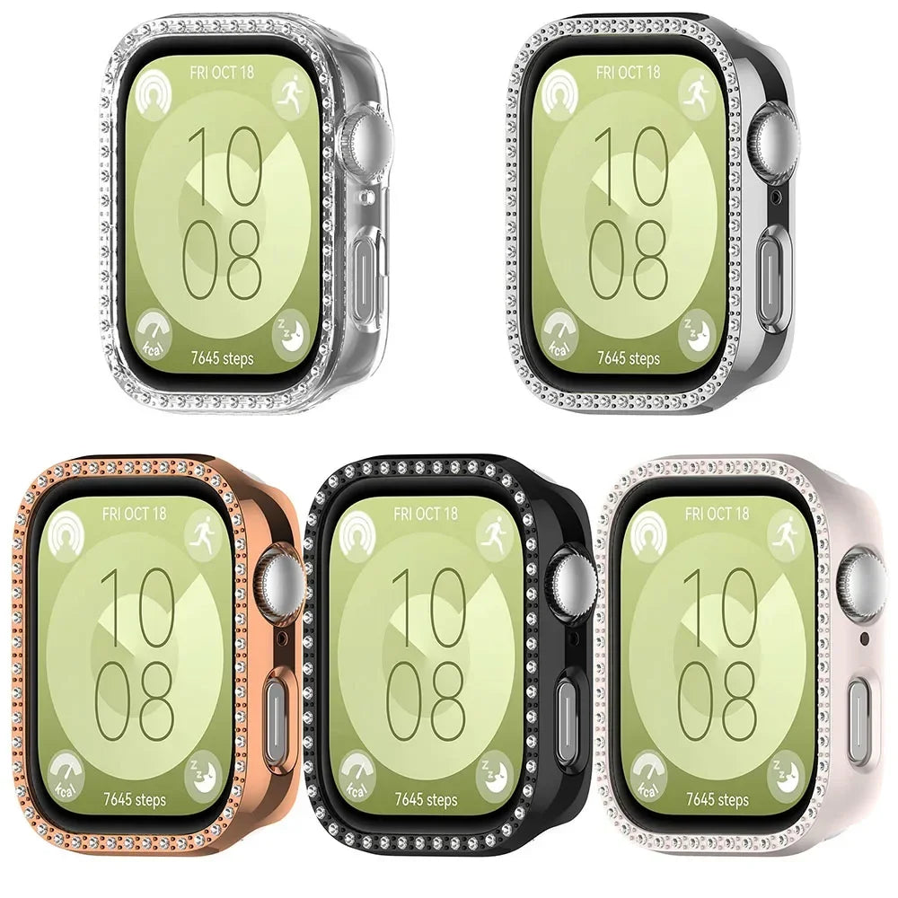 New PC Diamond Protective Case Shell Smart Watch Diamond Bumper Accessories Anti-Scratch Screen Protector for Huawei Watch Fit 3