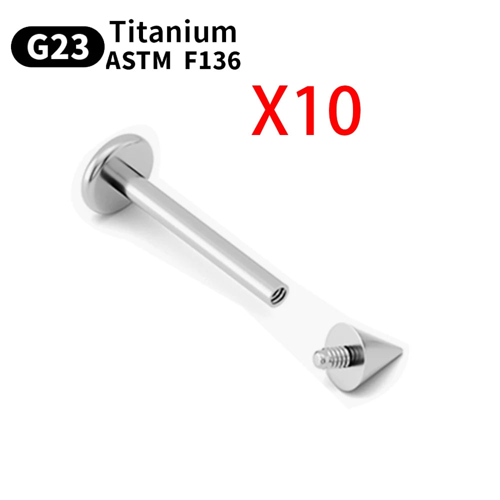 Wholesale 10PCS Eyebrow Piercing Jewelry Labret Lip Stud G23 Titanium Septum Piercing Nose Ring C rod Body Jewelry For Women