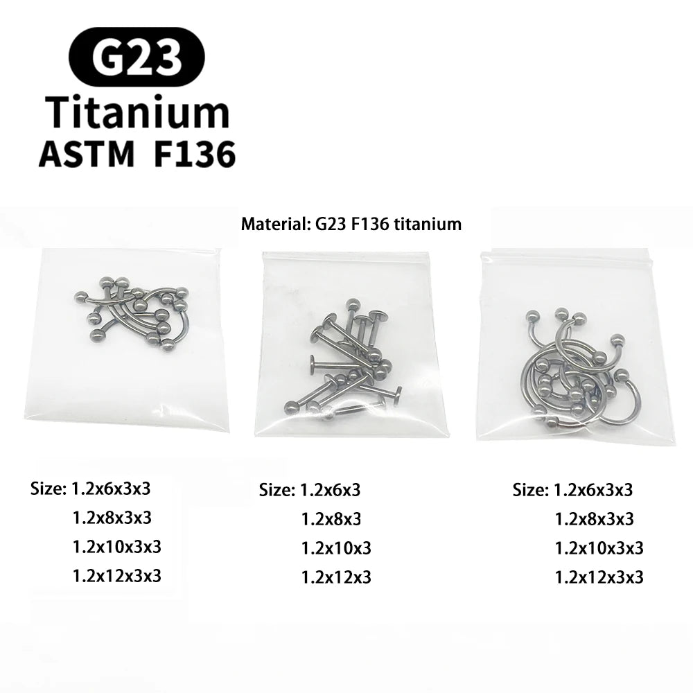 Wholesale 10PCS Eyebrow Piercing Jewelry Labret Lip Stud G23 Titanium Septum Piercing Nose Ring C rod Body Jewelry For Women