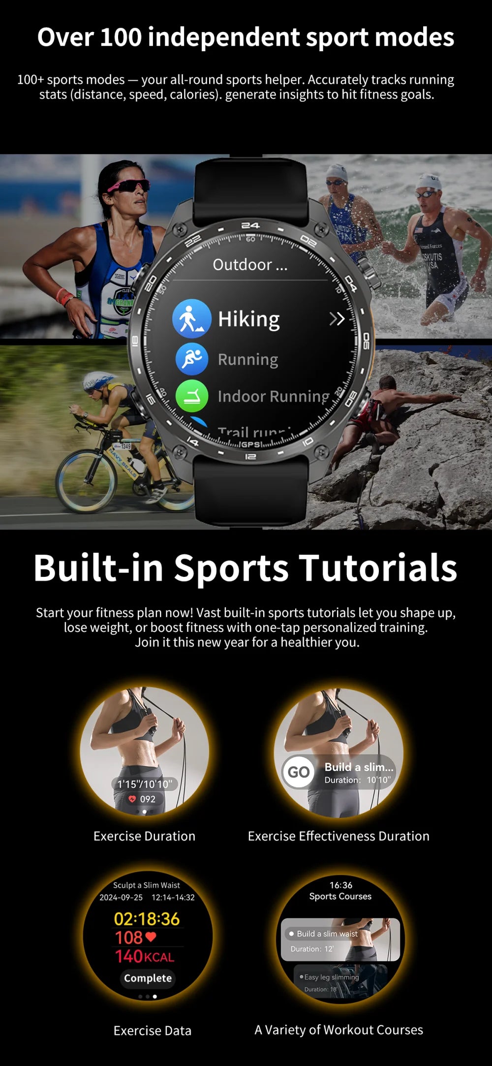 Men Sports GPS Outdoor Smart Watch App Download 4GB Memory Offline Map Waterproof MP3 MP4 LED Lighting Blue Tooth Smartwatch