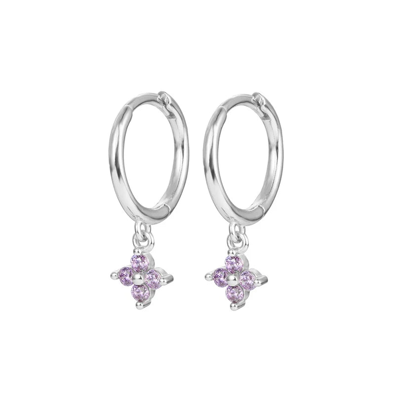 New Fashion Stainless Steel Flower Small Hoop Earrings Women Korean Crystal Zirconia Cartilage Earrings Piercing Jewelry