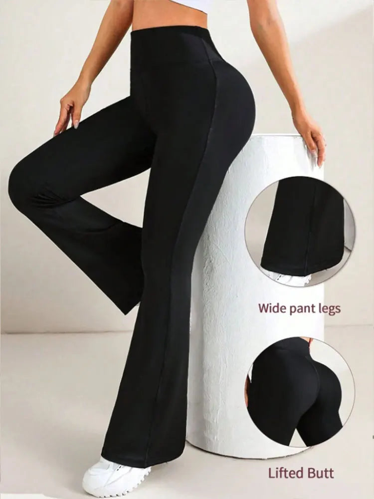 Fashion Flare Pants High Waist Yoga Wide Leg Bootcut Leggings Red White Black Sports Trousers Outdoor Fitness Casual For Slim