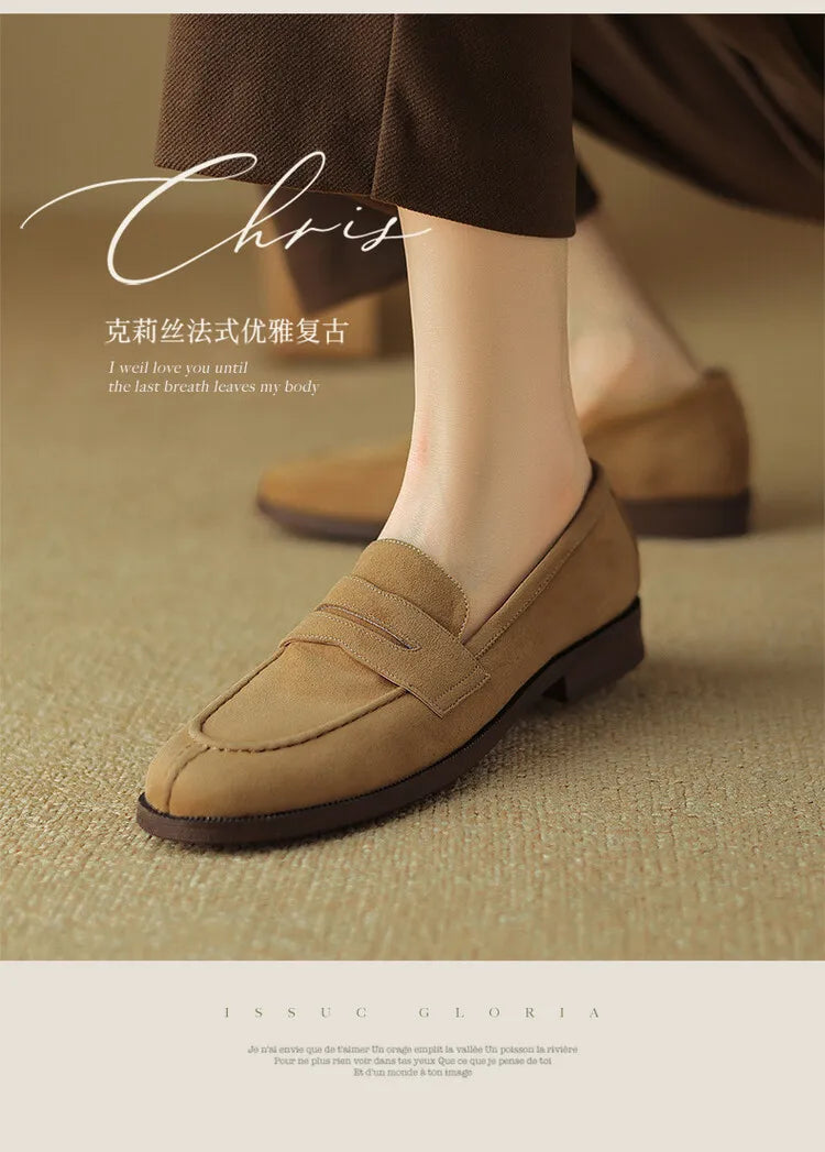 Shoes for Women 2026 Summer Brown Casual Flats Ladies Shoe Fashion Suede Loafers Soft Sole Non-Slip Feminino Zapatos Mujer