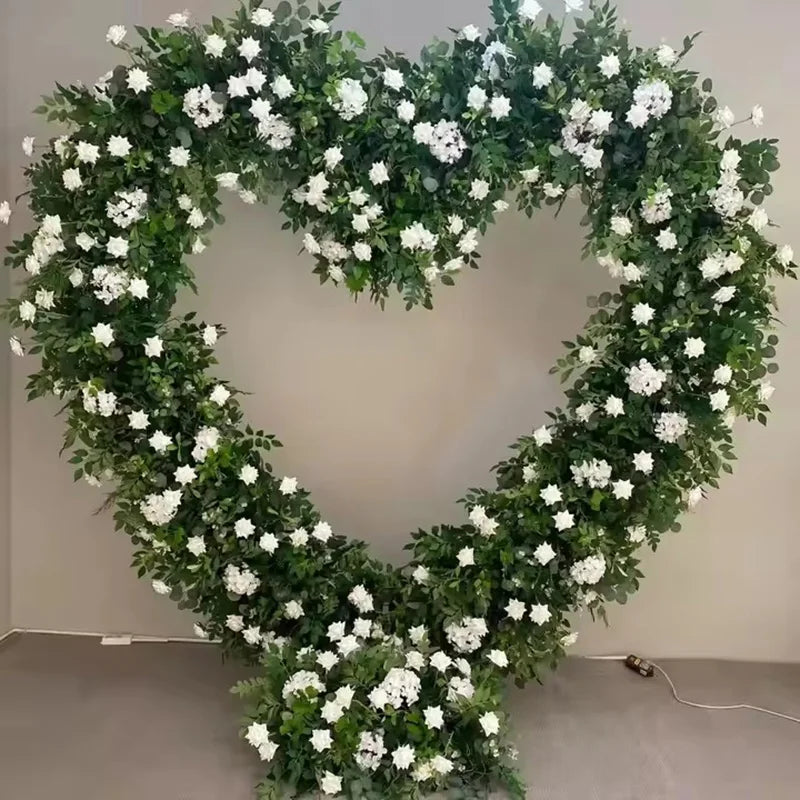 200CM Wholesale Artificial Silk Flower Red White Arched Heart Shaped Wedding Arched Rose Heart Shaped Arched Flower Background