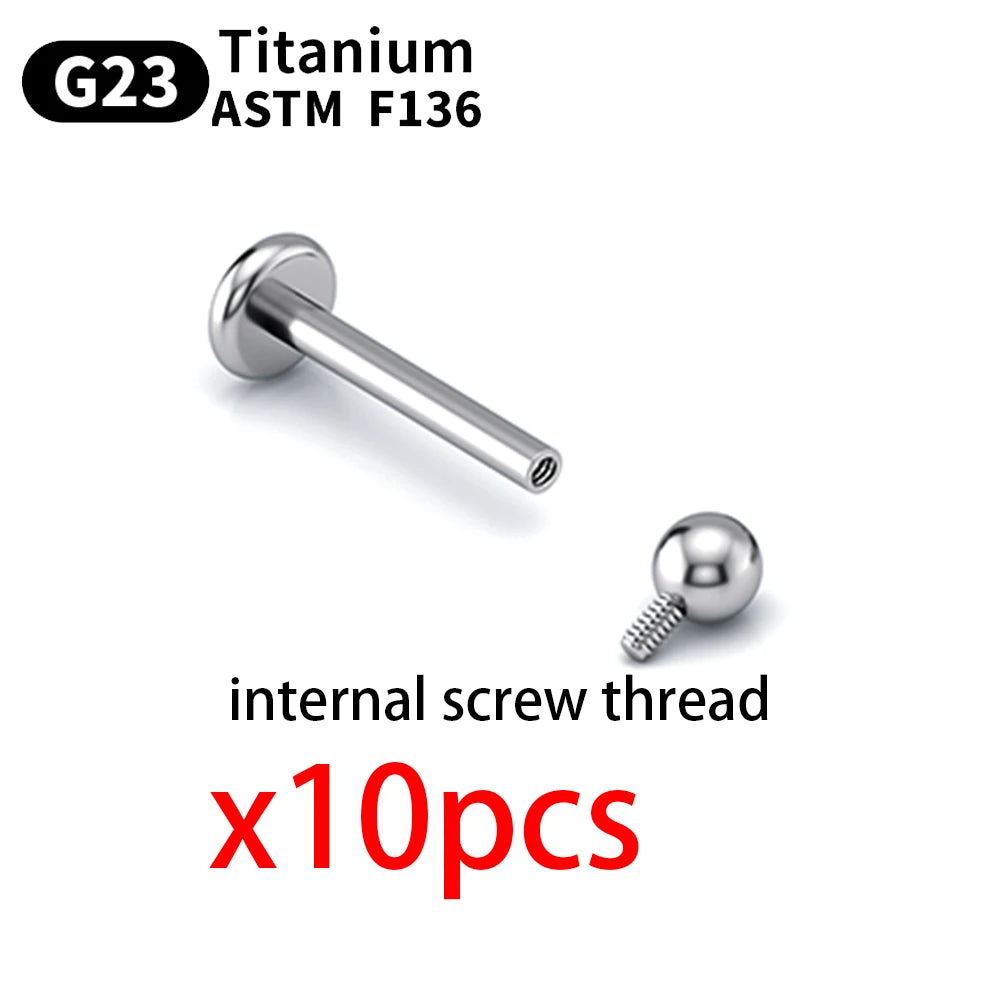 Wholesale 10PCS Eyebrow Piercing Jewelry Labret Lip Stud G23 Titanium Septum Piercing Nose Ring C rod Body Jewelry For Women