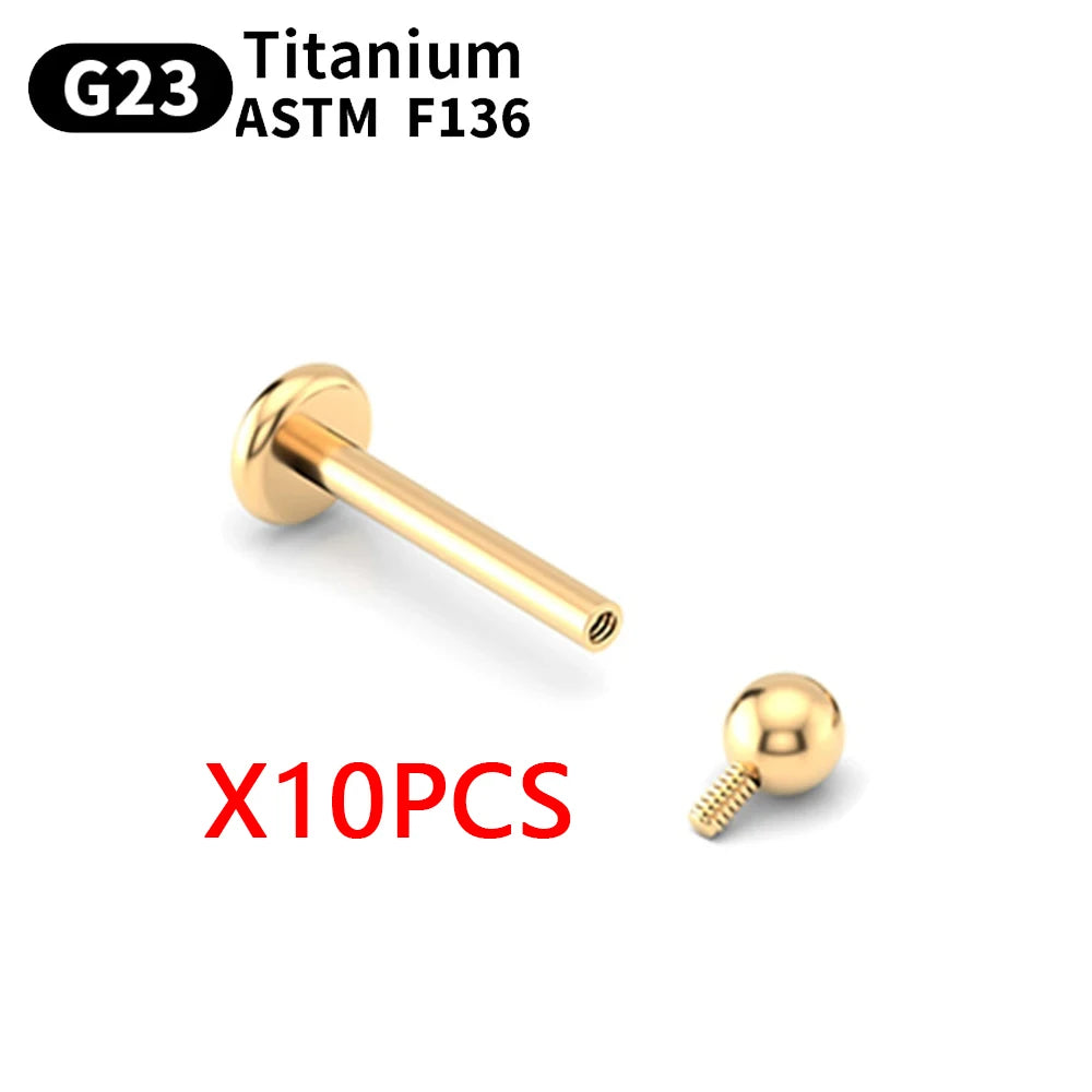 Wholesale 10PCS Eyebrow Piercing Jewelry Labret Lip Stud G23 Titanium Septum Piercing Nose Ring C rod Body Jewelry For Women