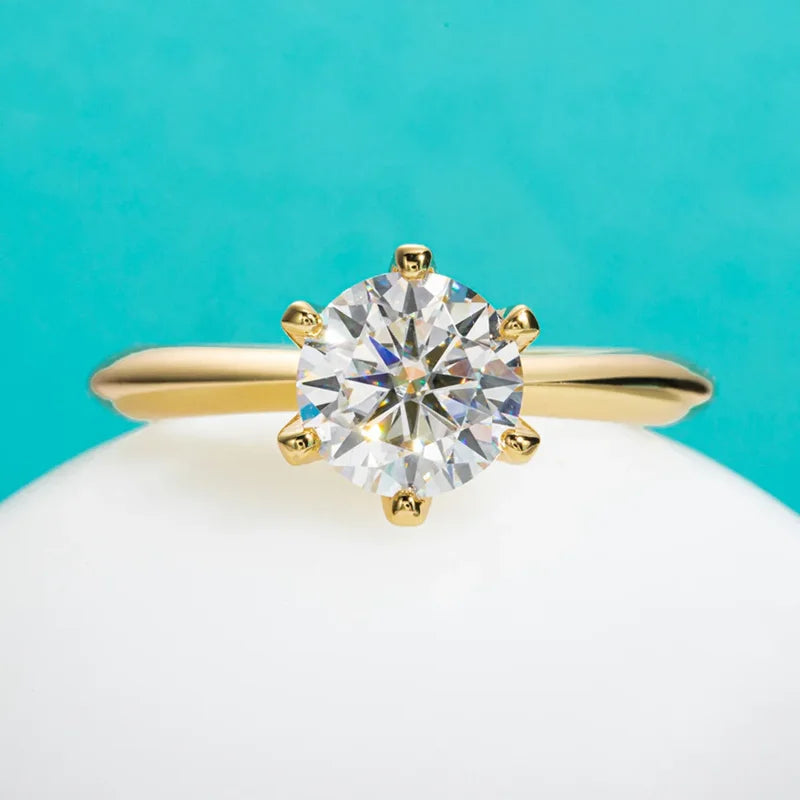 Yellow Gold Ring 3ct D Color Moissanite Engagement Rings For Women GRA Cer Customs Jewelry Wholesale
