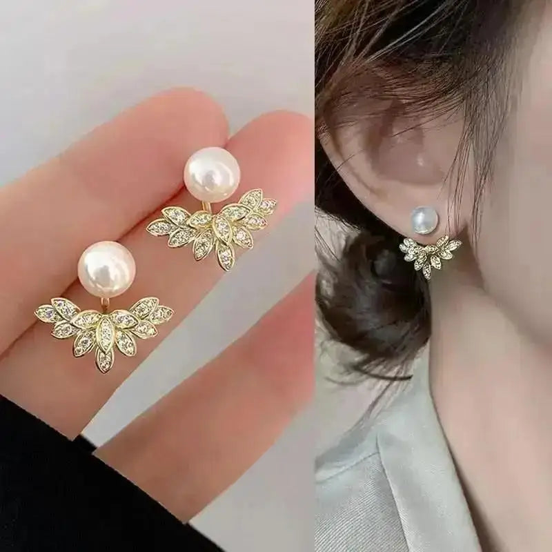 925 Silver Needle Korean Fashion Crystal Pearl Drop Earrings For Women Jewelry 2026 Trending New Luxury Zircon Women's Earrings