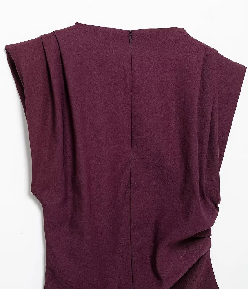 MUJER Asymmetric Tank Top Female Ruched Sleeveless Tops for Women High Neck Strapless Top Women Fashion Aesthetic Tops Woman
