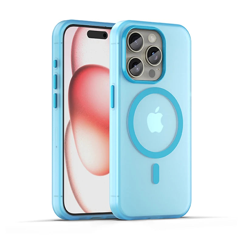Matte touch magnetic phone case with a skin friendly feel For iPhone  15 14 12 13 Pro Max Shockproof Soft TPU Back Cover