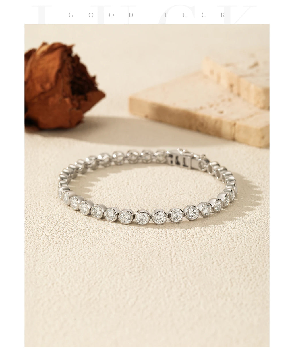 MODIAN D VVS1 Round Moissanite Tennis Bracelet 3mm/4mm/5mm 925 Sterling Silver Tennis Stackable Bracelets for Women Men Jewelry