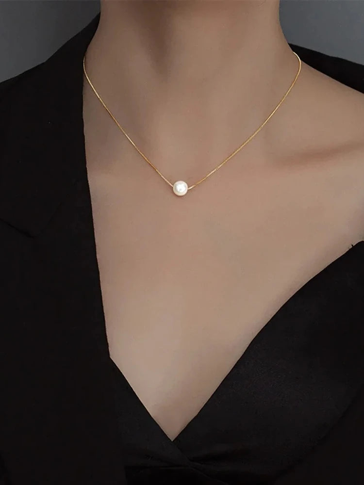 925 Sterling Silver Fashion Luxury White 6MM 8MM 10MM Mother of Pearl Pendant Necklace for Women Wedding Jewelry Accessories