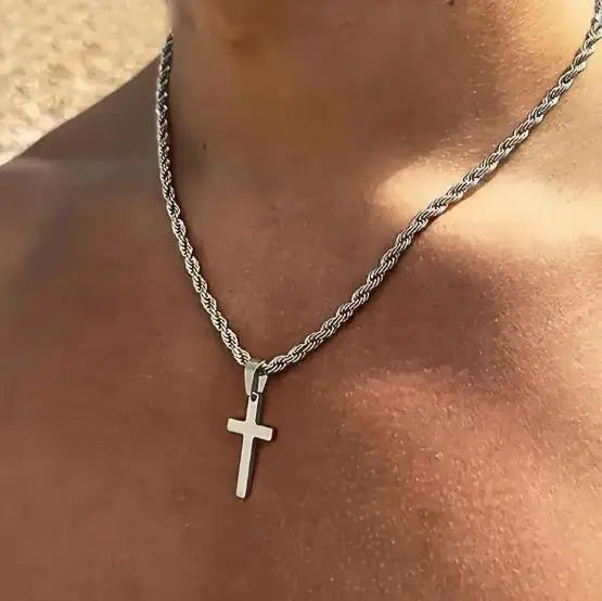 Stainless Steel Delicate Vintage Cross Pendant Necklace Simple Fashion Faith For Women Jewelry Daily Commuter With