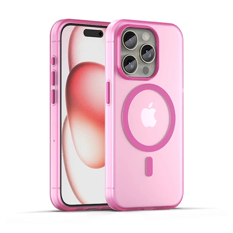 Matte touch magnetic phone case with a skin friendly feel For iPhone  15 14 12 13 Pro Max Shockproof Soft TPU Back Cover