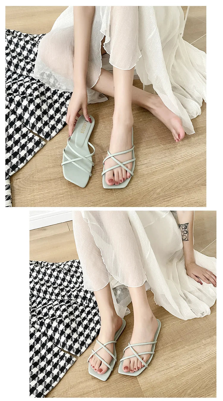 Double Toe Flip-flops Women 2026 Summer New Designer Slipper Shoes Female Casual Flat Fashion Causal Big Size Slippers Ladies
