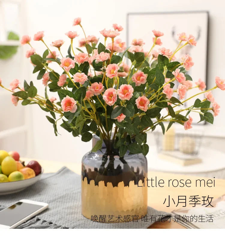 Artificial Silk Rose for Garden Decoration, Fake Bouquet, 15 Heads, Artificial Flowers, Christmas, Wedding, Home, Outdoor, 3Pcs