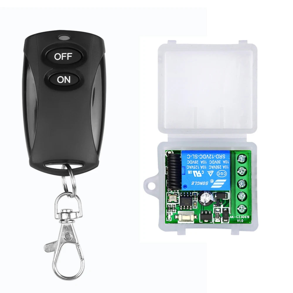 433Mhz Smart Switch Universal Gate Remote DC 12V 10A Relay Receiver Module RF Transmitter DIY for Garage Door LED Lighting