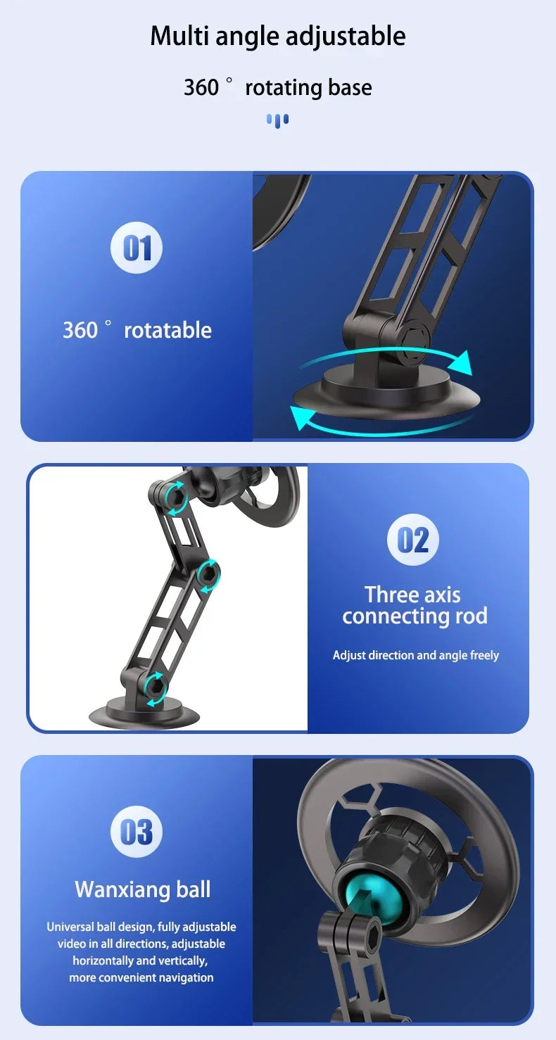 Universal 360° Rotation Magnetic Car Phone Holder Instrument desk support in Car For iPhone 17 16 15 14 13 12 Pro Max Samsung