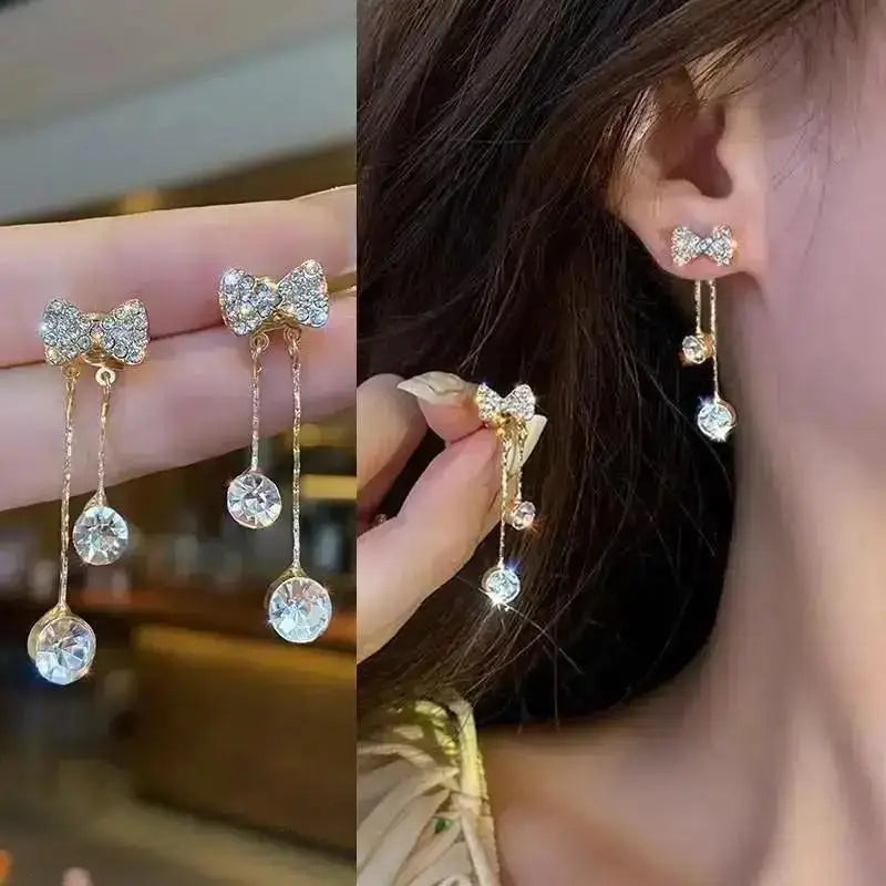 925 Silver Needle Korean Fashion Crystal Pearl Drop Earrings For Women Jewelry 2026 Trending New Luxury Zircon Women's Earrings
