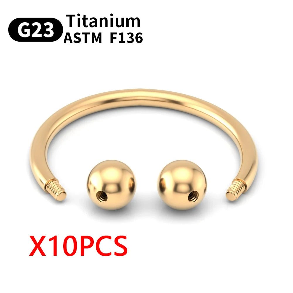 Wholesale 10PCS Eyebrow Piercing Jewelry Labret Lip Stud G23 Titanium Septum Piercing Nose Ring C rod Body Jewelry For Women