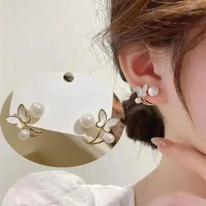 925 Silver Needle Korean Fashion Crystal Pearl Drop Earrings For Women Jewelry 2026 Trending New Luxury Zircon Women's Earrings