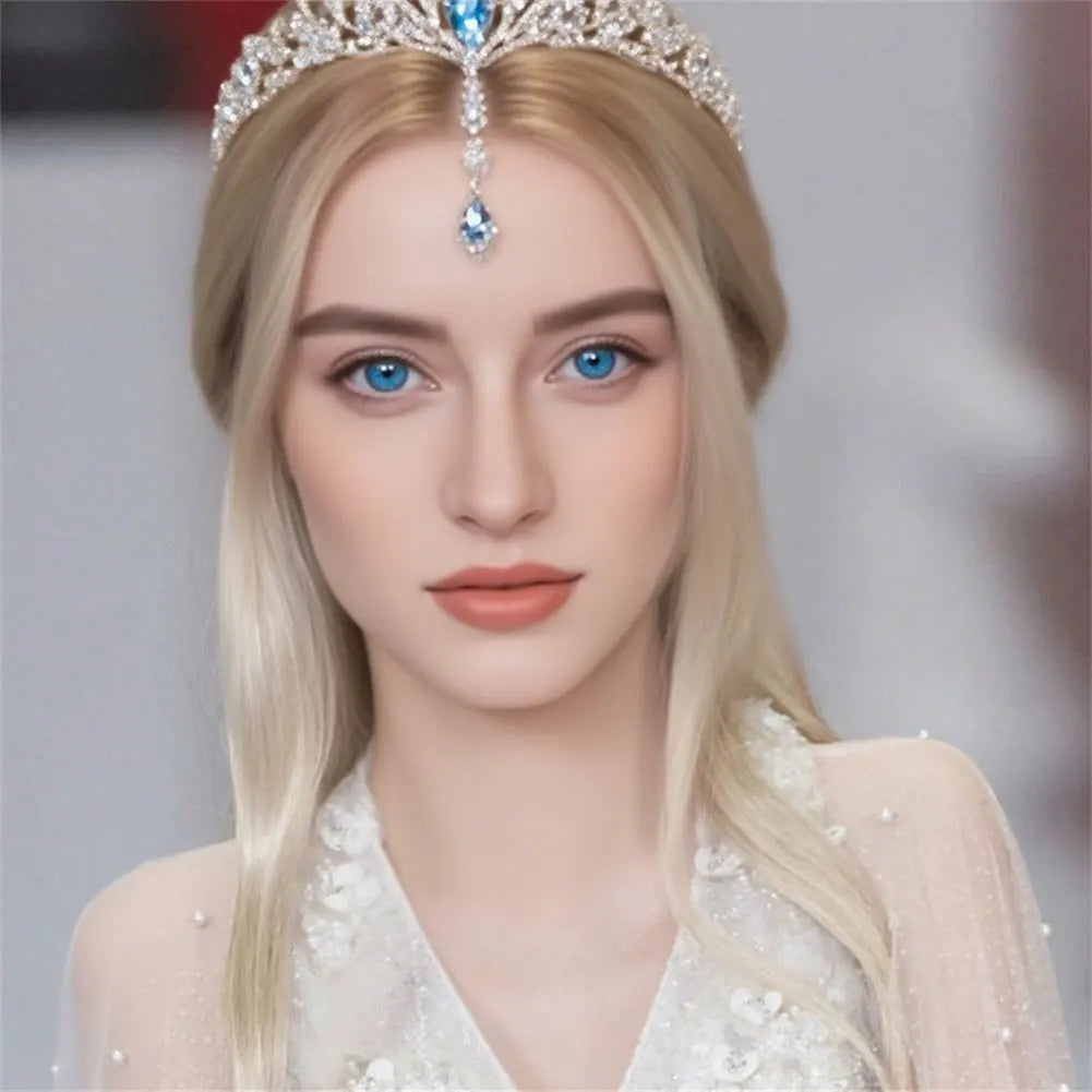 Bridal Crystals Tiara Crown Leaf Alloy Bridal Crown for Women Princess Headband Retro Rhinestone Hair Accessories
