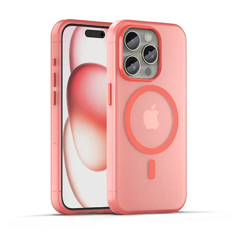 Matte touch magnetic phone case with a skin friendly feel For iPhone  15 14 12 13 Pro Max Shockproof Soft TPU Back Cover