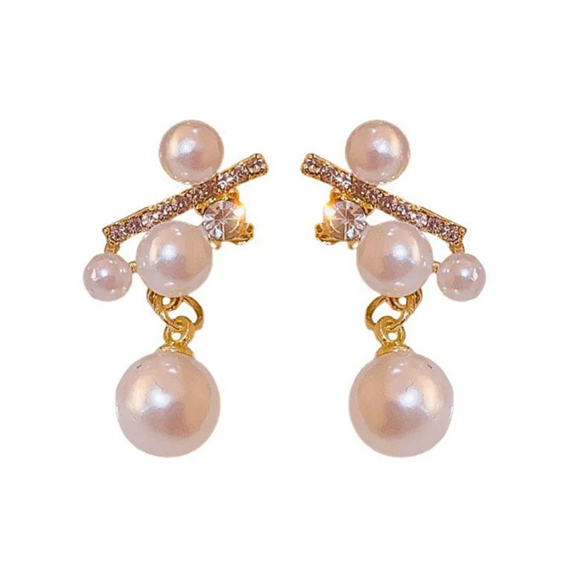 925 Silver Needle Korean Fashion Crystal Pearl Drop Earrings For Women Jewelry 2026 Trending New Luxury Zircon Women's Earrings