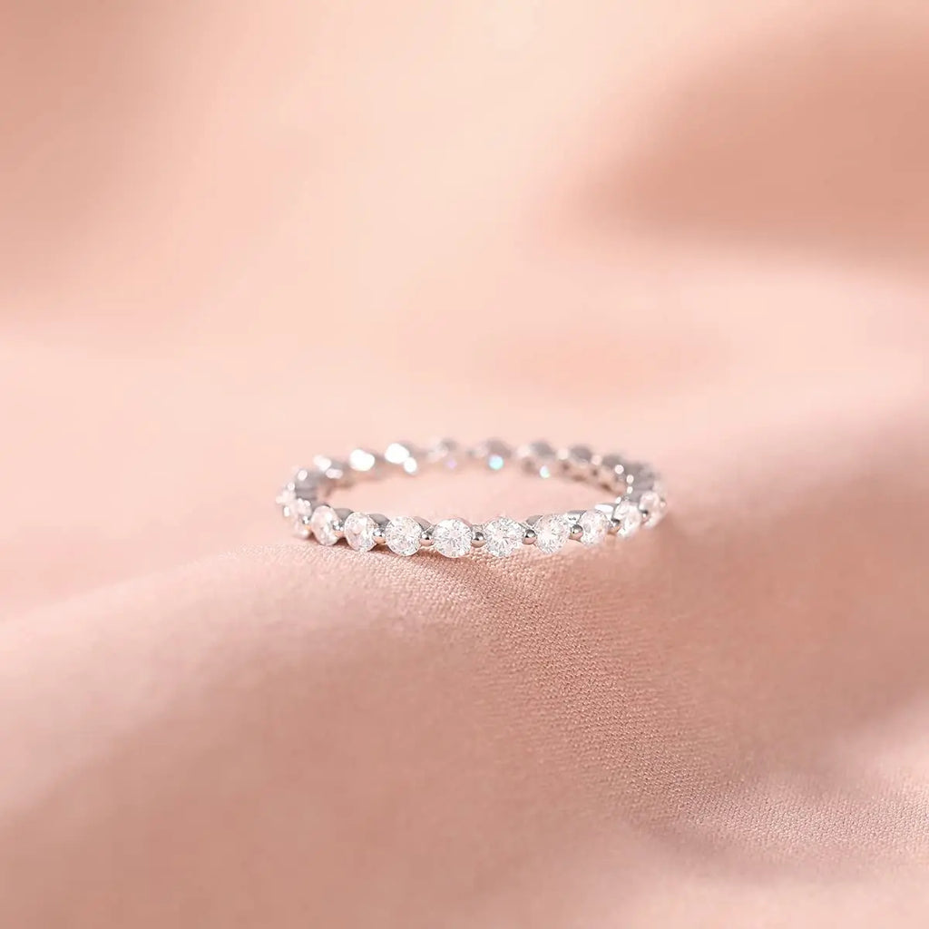 Trumium 100% 925 Sterling Silve Ring Simple Zircon Stackable Round CZ Finger Rings For Women Party Wedding  Fine Jewelry