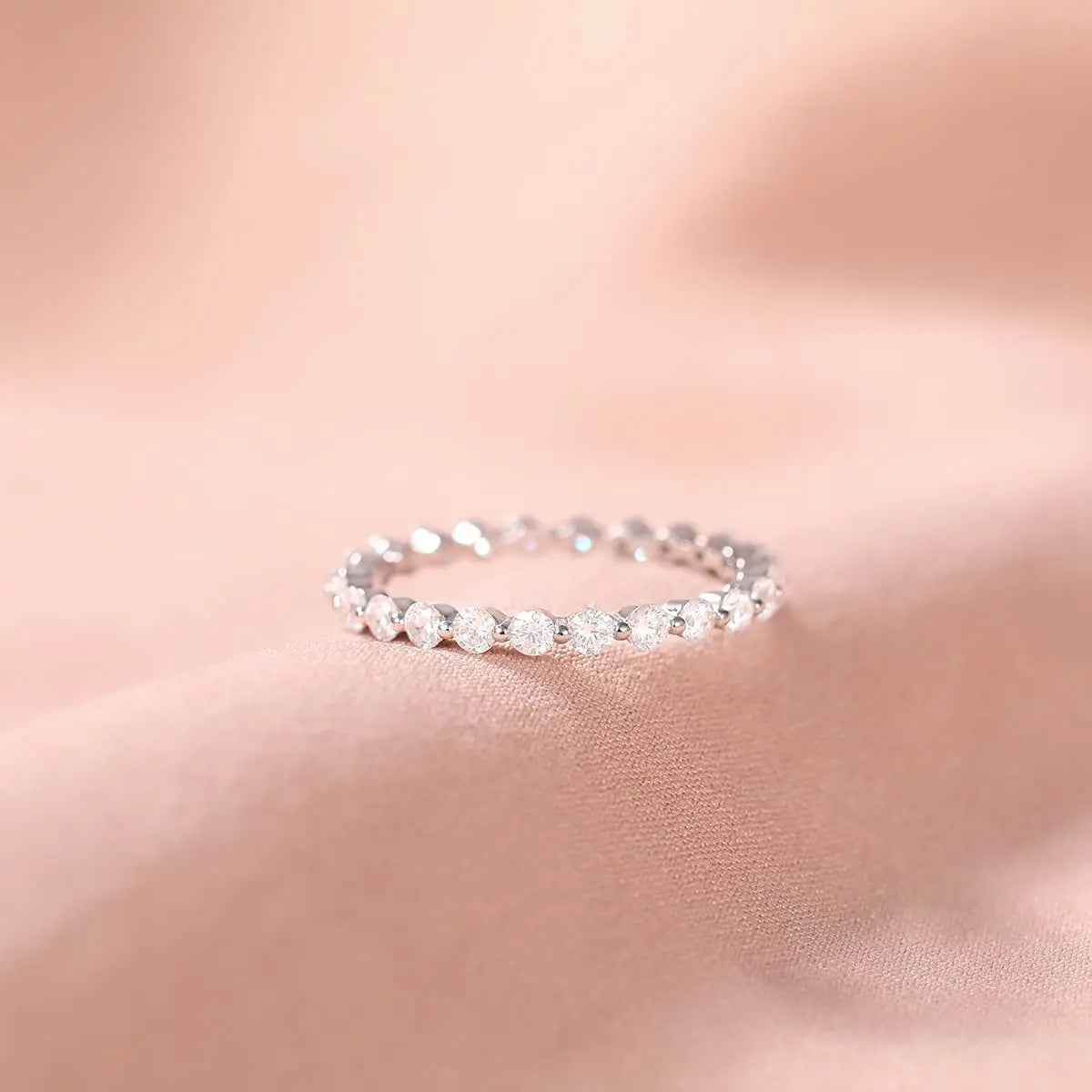 Trumium 100% 925 Sterling Silve Ring Simple Zircon Stackable Round CZ Finger Rings For Women Party Wedding  Fine Jewelry